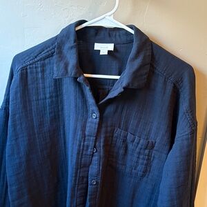 Purejill Navy Button-Up Shirt